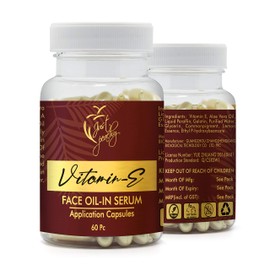 Just Peachy Vitamin E & Aloe-Vera Face Serum Soft-gel Facial Application Capsule (60 capsules) (Gold)