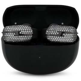 Elegant Protective Cover for Bose Ultra Open Earbuds, Made with 179 Cubic Zirconia Stones, Easy to Remove, Includes Carrying Box (Black)