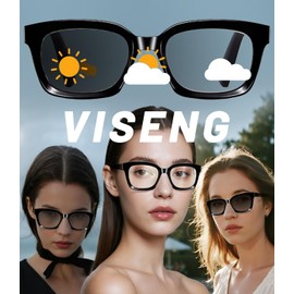 Viseng 2 Pack Progressive Multifokale Lesebrille mit Photochrome Sonnenbrille Anti-BlaulichtKlassische schwarze Lesebrille für Herren Damen Übergroße Brillen 3.5