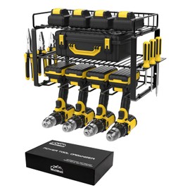 WellMall Power Tool Organizer Holder - Wall Mount Style for Power Tool Drill as Heavy Duty Tool Shelf & Tool Rack with Compact Packed with Color Box, Great Gift for Man