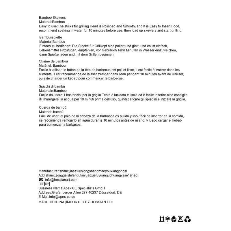 HOSSIAN 150pcs 10" Φ4mm Natural Bamboo Skewers for Shish Kabob,