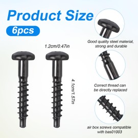 6pcs Air Filter Box Bolt Screws BAS01003, Steel Air Box Screws Replacement Part Number 6509605AA 11549031 for Ram (Black)