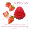 Caja De 24 Balsamos Fresa Para Labios Hidratante Forma Fresa