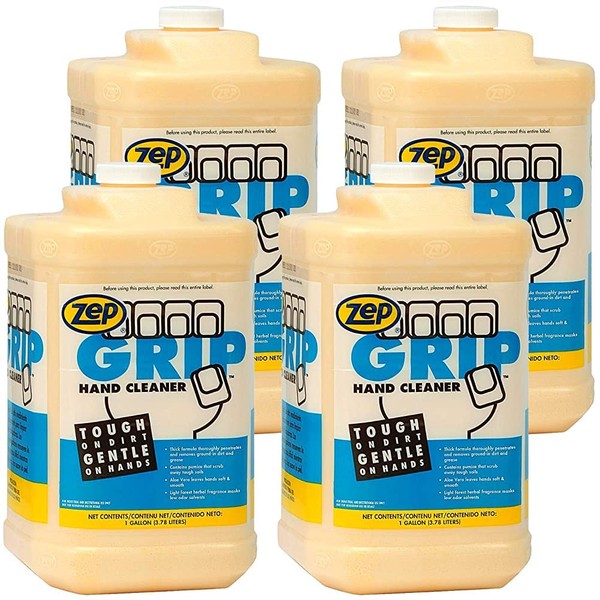 Zep Grip Industrial Pumice Hand Cleaner - 1 Gallon, (Case of 4) 308524 - Heavy Duty Hand Cleaner and Degreaser. Contains Aloe Vera For Soft Smooth Finish