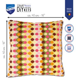 Vervaco Long Stitch Kit DIY Decorative Cushion Sofa Retro Creative Gift Embroidery Kit Beginners Crafts Creative Adults ca. 40 x 40 cm Long Stitch Embroidery