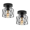 Semi Flush Mount Ceiling Light, 2 Pack Black Cage Ceiling