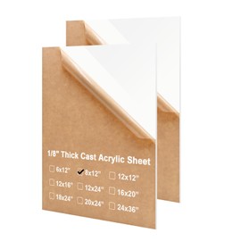 KINLINK 8x12 White Acrylic Sheets 1/8 Thick (3mm) Plexiglass Sheets, White Plasitc Sheet Use for DIY Project, Craft, Picture Frames, Acrylic Sign, Weding invitaton, 2 Pack