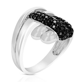 Vir Jewels 2/3 cttw Black Diamond Ring .925 Sterling Silver with Rhodium Plating Size 7