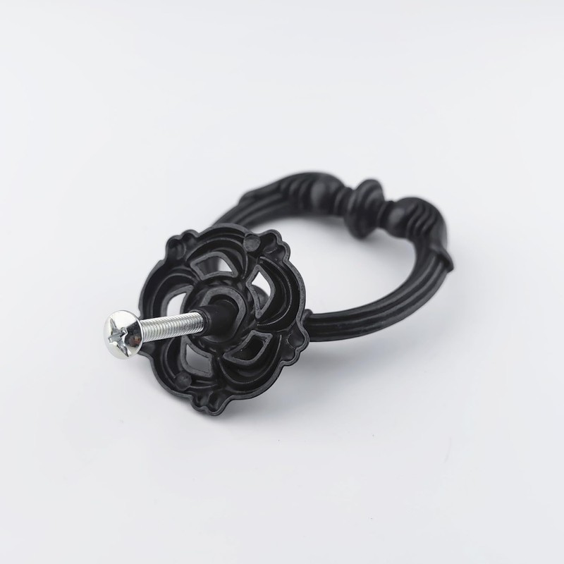 MuDuJia 10-Pack Antique Black Vintage Look Drawer Pulls 2.2" Diameter