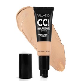 Palladio Full-Coverage Color Correction CC Cream, Oil-Free with Peptides & Vitamin C, Best for Correcting Redness and Uneven Skin Tone, Buildable Foundation Coverage, Vegan and Cruelty-Free - color: Light 21C - Cool