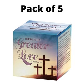 Needzo There is No Greater Love Family Lenten Offering Box, Prayer Donation Box, Pack of 5
