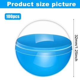 TUANTUAN 100 Pcs 1.26Inch Colored Plastic Capsules Half Clear Half Color Round Ball Empty Clear Colored Round Capsules Plastic Containers Surprise for Kids Party Favor Prize.