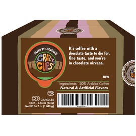 Crazy Cups Decaf Flavored Hot or Iced Coffee, for the Keurig K Cups 2.0 Brewers, Death By Chocolate, 80 Count