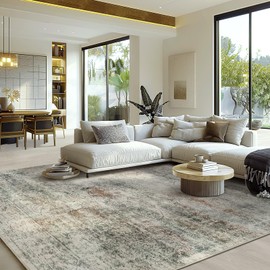 Madane 8x10 Area Rugs for Living Room, Anti-Slip Backing Area Rugs, Machine Washable Rugs, Soft Distressed Rug, Vintage Floral Area Rug for Bedroom, Multi