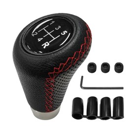 KRYMSON 1-Piece 5-Speed Gear Lever for the Car with Accessories, Manual Gear Lever Made of Leather, Car Decoration Button, Accessory Accessories, Suitable for Most Cars