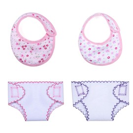 ZWOOS Doll Bibs and Nappies for Baby Dolls, Accessories for Dolls 30-43 cm, Pack of 4