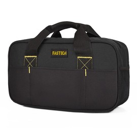 FASTECH Heavy Duty Tool Bag 14-Inch, Wide Mouth Tool Tote Bag, Waterproof Tool Organizer Bag, Electricians Repairman Tools Tote Bag (Black)