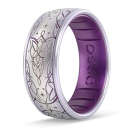 Enso Rings Lord of The Rings Collection - Comfortable DualTone Silicone Rings - Flexible Design - Arwen's Evenstar - Unicorn/Amethyst - 8