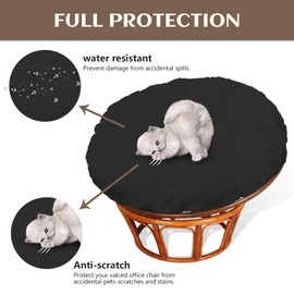 Papasan Cushion Cover, Water Resistant Papasan Chair Cushion Slipcover for Outdoor and Indoor, Skin-Friendly Soft Machine Washable Unfading Zippered Cover for Round Egg Chair Cushion (Black 55in)