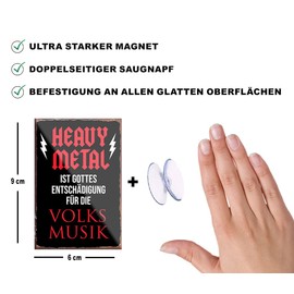 schilderkreis24 Funny Saying "Heavy Metal" Magnet Decorative Music Fridge Magnet Humour Gift Idea Birthday Christmas 9 x 6 cm