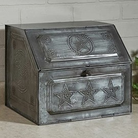 BLACK FOREST DECOR Galvanized Tin Star Bread Box