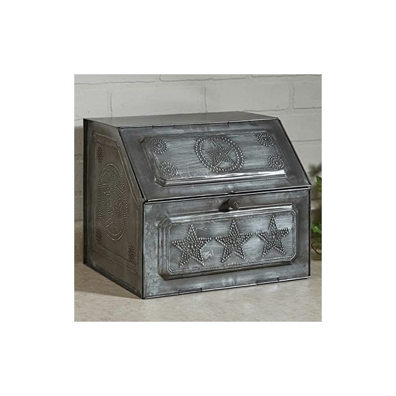 BLACK FOREST DECOR Galvanized Tin Star Bread Box