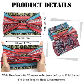 SAWINDA Wide Boho Headbands for Women Non-Slip Hair Wrap Sweat Yoga Turbans Twisted Head bands Sport Workout Hair Styling Accessories 3 Pack