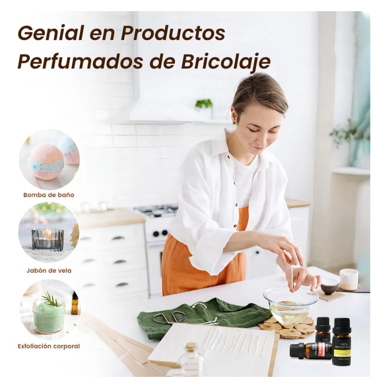 Kit De 12 Aceites Esenciales Aromaterapia 100% Puro 10ml Spa