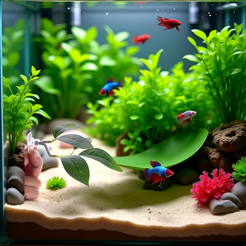 Betta Fish Leaf Pad,Plastic Plant Betta Hammock Leaf Bed,Simulating The