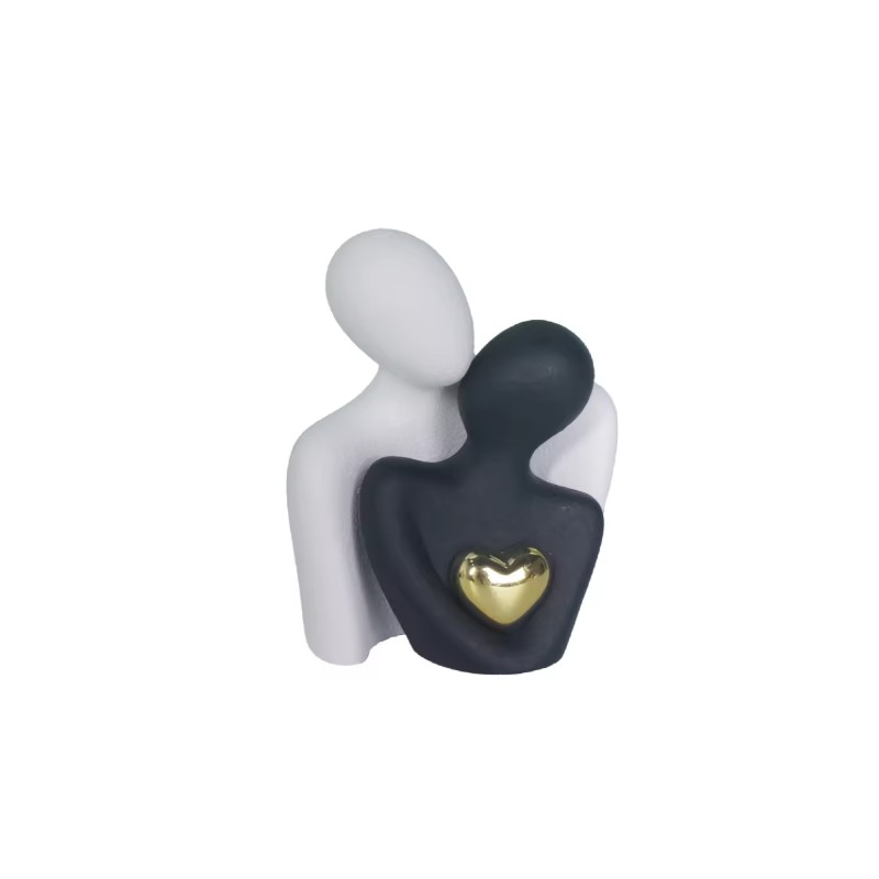 Ceramic Couple Statue for Home Decor - Abstract Hugging Figurine