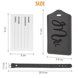flintronic 2 Pcs Luggage Tags, Leather Baggage Labels, Suitcase ID Tag Set, Handbag Tag Labels Travel Accessories for Married Men Women Couples Wedding Travel Gift