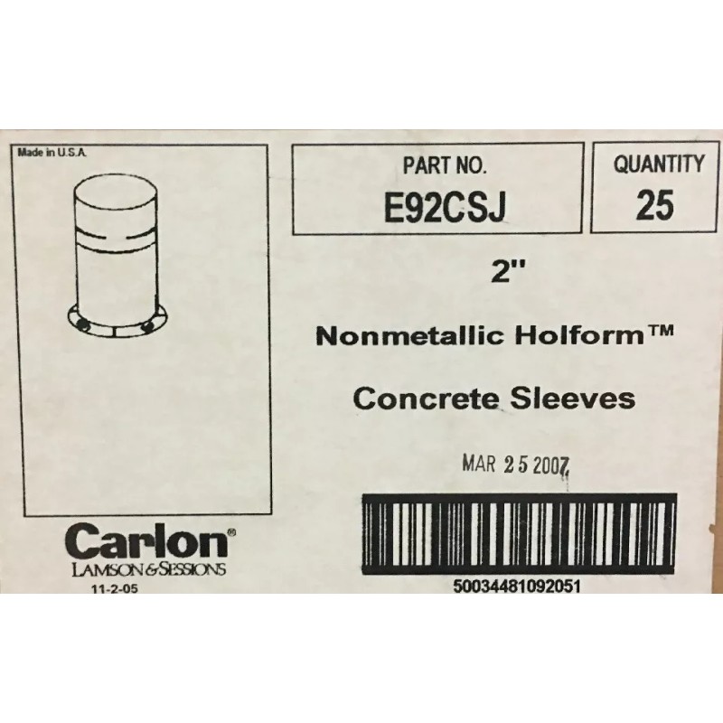 Carlon E92CSJ CARLON 2-INCH Concrete Pipe Sleeve