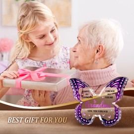 Gleevara Grandma Gifts, Gifts for Grandma, Grandma Christmas Gifts from Grandchildren - Butterfly-Shaped Acrylic Plaque - Gifts for Grandma on Her Birthday Mothers Day