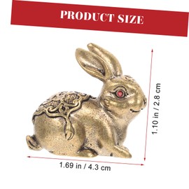 iplusmile Brass Rabbit Figurine Decoration Zodiac Rabbit Ornament for Year Desktop Decor Creative Bunny Design for Office Home Bar and Shop Window Unique for Friends and Family