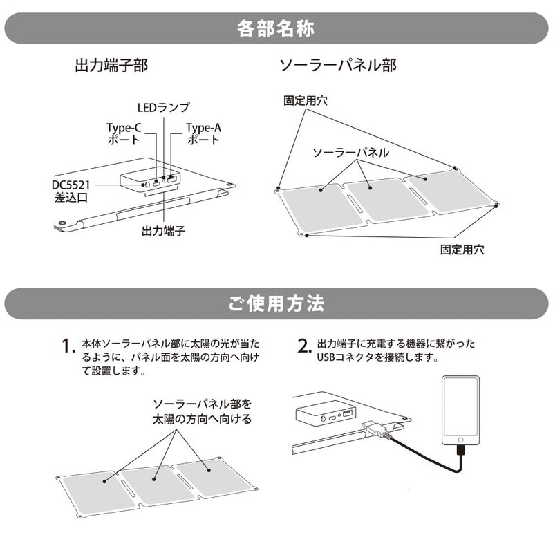 Ohm (OHM) BT-JS21AA2 05-1175 Solar Power Charger, Foldable, Solar Panel