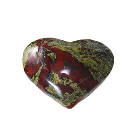 Natural 2" Dragon Bloodstone Crystal Heart Palm Stone, Large Heart Shaped Love Stone, Polished Heart Carving Healing Crystals for Chakra Reiki Balancing Therapy Meditation Home Decoration