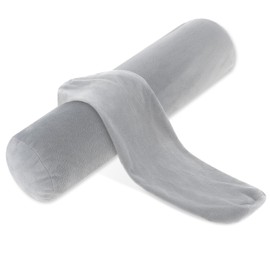 Prasacco 2 Packs Neck Roll Pillow Cover, 17×4 Inch Neck Roll Pillowcases with Zipper Cervical Neck Roll Pillowcase Round Neck Pillowcase for House Home Decor Cylindrical Pillow Cushion (Grey)