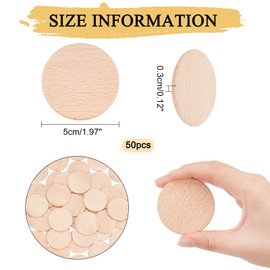 nbeads Pack of 50 Beech Wood Round Pieces, 50 mm Unfinished Wooden Circles Round Discs Wooden Cutouts Ornaments for DIY Crafts Painting Wedding and Home Textiles, 3.2 mm Thick
