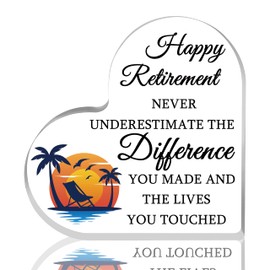 Acrylic Happy Retirement Plaque Retired Gifts for Men Women Funny Retirement Gifts for Teacher Nurse Doctor Coworkers Never Underestimate the Difference You Made Retired Police Officer Gift