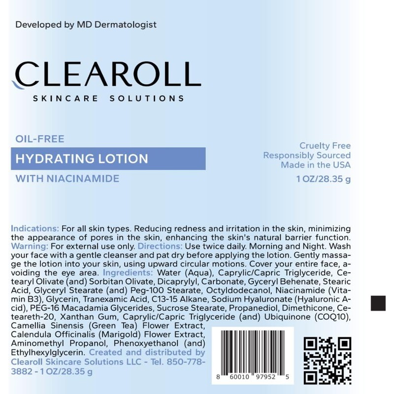 Loción Hidratante Libre de Aceite con Niacinamida de CLEAROLL