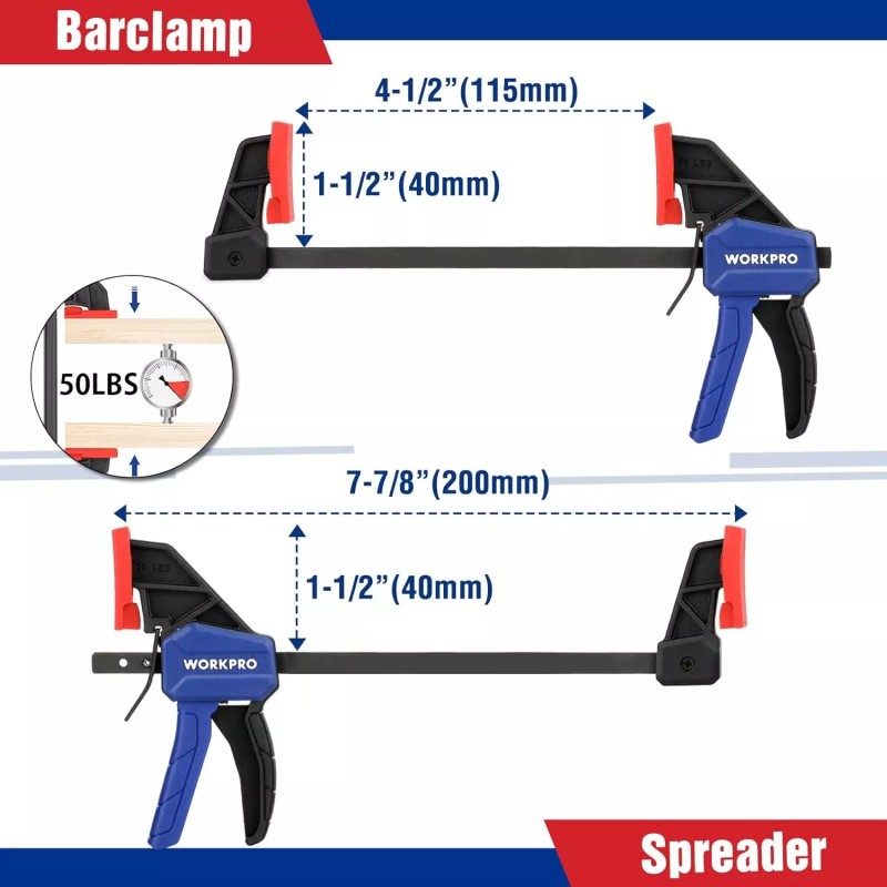 Workpro 8 Piece F Clamp And Spring Clamp Set With