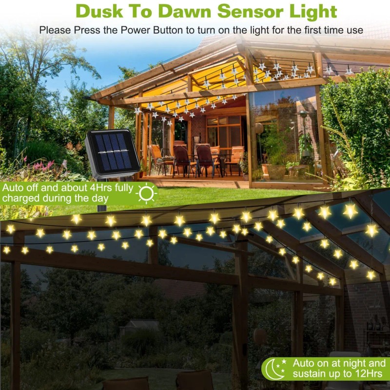 2Pcs 39.3FT 100LED Solar Powered LED Light Strings Beads Fairy
