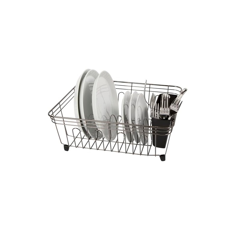 Oggi Compact Dish Drying Rack - Black Steel Drainer, Racks