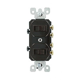 Leviton 15 Amp, 120/277 Volt, Duplex Style Two 3-Way Combination Switch, Commercial Grade, 5243, Brown