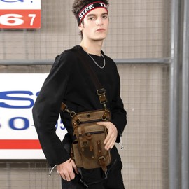 FANDARE Leg Bag Men's Waist Bag Chest Bag Canvas Leg Bag Sling Bag Women's Sling Bag School Bag Shoulder Bag Sports Bag for Motorcycle Hiking Cycling School Travel Commuting Jogging Daypacks, brown