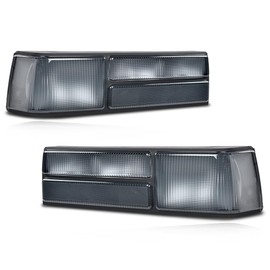 PIT66 Tail lights w/o Bulbs Pair Compatible with Ford Mustang 1987-1993 E7ZZ13405A, E7ZZ13404A, FO2800168, FO2801168 Smoky Lens Black Housing Rear Tail Lamp Lights Assembly