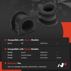 A-Premium - Juego de 2 bujes de barra estabilizadora frontal a marco, compatible con Honda Accord 2008-2012, Crosstour 2012-2015, Accord Crosstour 2010-2011 y Acura TSX 2009-2014
