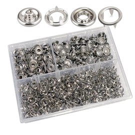 Set of 200 10 mm Press Studs, Silver Metal Press Studs, Sewing Free Buttons, Hollow Fixed Buttons, Tool Prong Buckle, Cam Snaps for DIY Crafts, Baby, Children, Jersey Fabric, Clothing Bags
