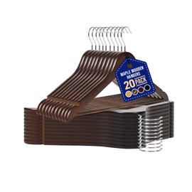 Lifemaster Wooden Hanger Set - 20 Pieces Non-Slip Versatile Closet Space-Saving Hanger Set for Suit, Coat, Camisole, Jacket, Pants, and Dresses with 360° Swivel Hook - Vintage