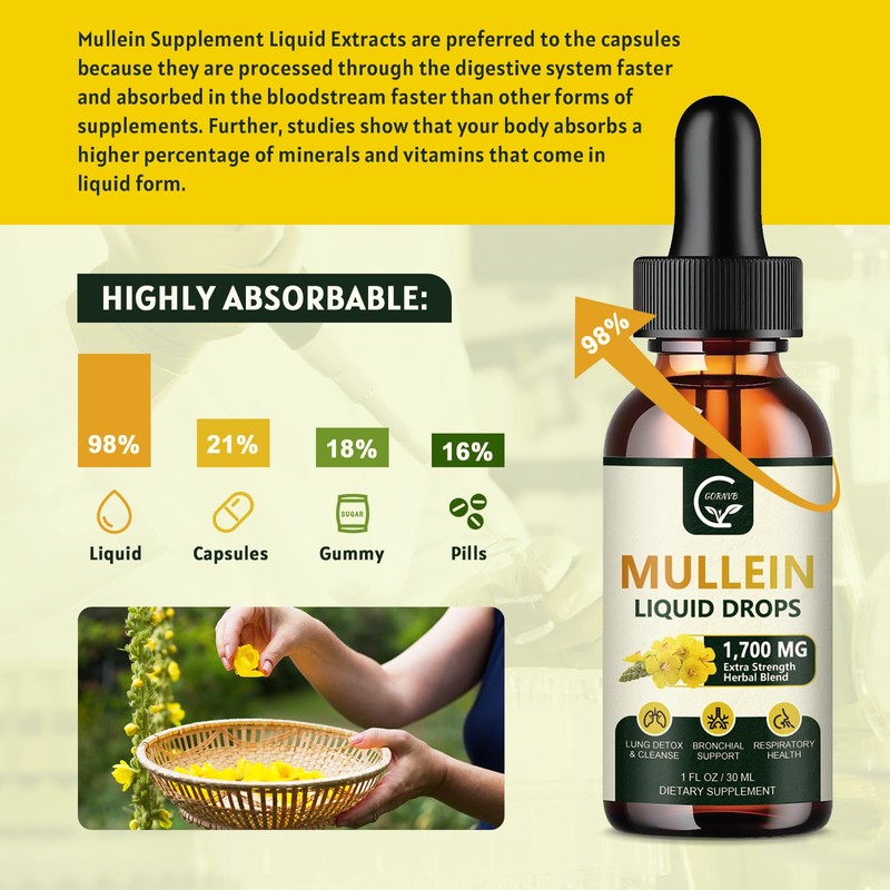 GORNVB (2 Pack) Mullein Drops for Lungs - Lungs Cleanse
